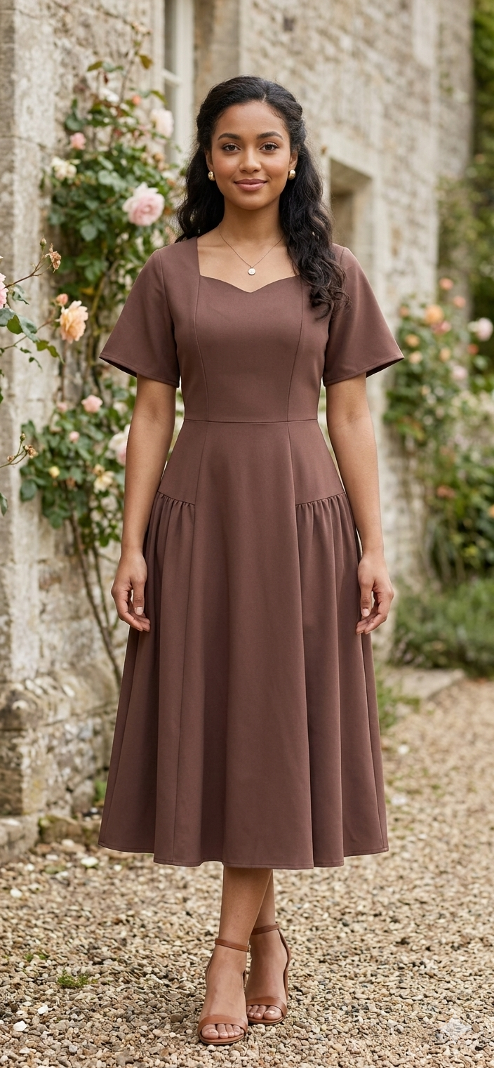 Straight dress brown color